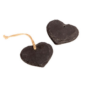 Nicola Spring - Slate Heart Hanging Tags - 7 x 5.5cm - Natural - Pack of 3