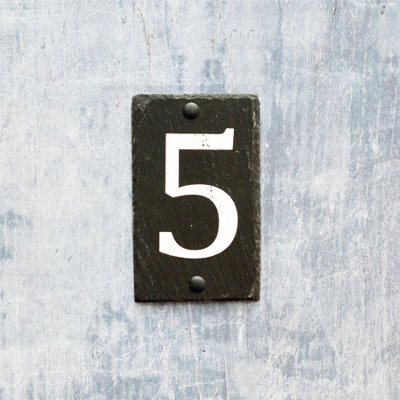 Nicola Spring Slate House Sign - 9 x 14.5cm - Number 5