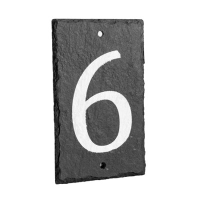 Nicola Spring Slate House Sign - 9 x 14.5cm - Number 6