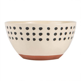 Nicola Spring - Spotted Rim Stoneware Cereal Bowl - 15cm - Monochrome