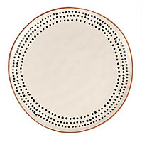 Nicola Spring - Spotted Rim Stoneware Dinner Plate - 26cm - Monochrome