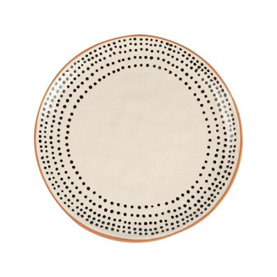 Nicola Spring - Spotted Rim Stoneware Side Plate - 20.5cm - Monochrome