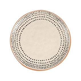 Nicola Spring - Spotted Rim Stoneware Side Plate - 20.5cm - Monochrome