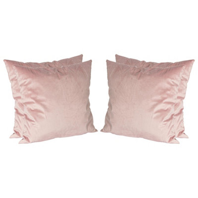 Nicola Spring Square Velvet Cushions - 55cm x 55cm - Pink - Pack of 4
