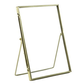 Nicola Spring Standing Metal Photo Frame - Freestanding Metallic Table Desk Picture Display - 6" x 8" - Gold