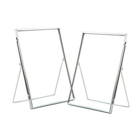 Nicola Spring - Standing Metal Photo Frames - 6" x 8" - Silver - Pack of 2