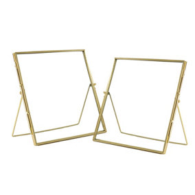 Nicola Spring - Standing Metal Photo Frames - 8" x 8" - Gold - Pack of 2