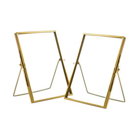 Nicola Spring Standing Metal Photo Frames - Freestanding Metallic Table Desk Picture Display - 5" x 7" - Gold - Pack of 2