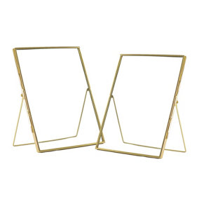 Nicola Spring Standing Metal Photo Frames - Freestanding Metallic Table Desk Picture Display - 8" x 10" - Gold - Pack of 2
