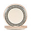 Nicola Spring - Stripe Rim Stoneware Dinner Plates - 26cm - Monochrome - Pack of 4