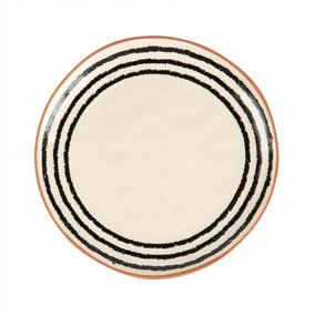 Nicola Spring - Stripe Rim Stoneware Side Plate - 20.5cm - Monochrome