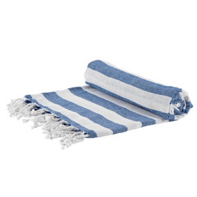 Nicola Spring - Turkish Cotton Bath Towel - 170 x 90cm - Blue Stripe