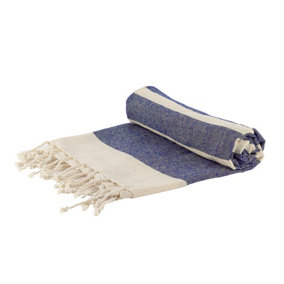 Nicola Spring - Turkish Cotton Bath Towel - 170 x 90cm - Navy Stripe