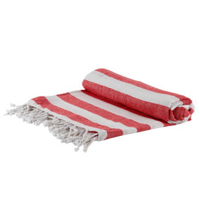 Nicola Spring - Turkish Cotton Bath Towel - 170 x 90cm - Red Stripe