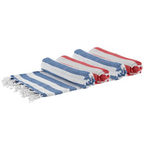 Nicola Spring - Turkish Cotton Bath Towels - 170 x 90cm - Blue/Red - Pack of 2