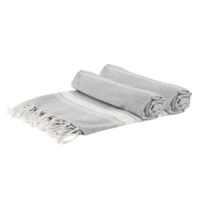 Nicola Spring - Turkish Cotton Bath Towels - 170 x 90cm - Grey - Pack of 2