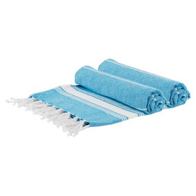 Nicola Spring - Turkish Cotton Bath Towels - 170 x 90cm - Light Blue - Pack of 2
