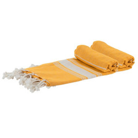 Nicola Spring - Turkish Cotton Bath Towels - 170 x 90cm - Mustard - Pack of 2