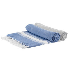 Nicola Spring - Turkish Cotton Bath Towels - 170 x 90cm - Navy/Grey - Pack of 2