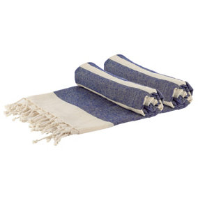 Nicola Spring - Turkish Cotton Bath Towels - 170 x 90cm - Navy Stripe - Pack of 2