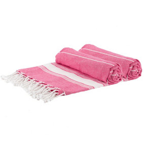 Nicola Spring - Turkish Cotton Bath Towels - 170 x 90cm - Pink - Pack of 2
