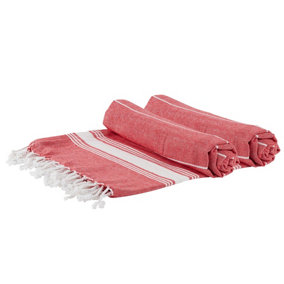Nicola Spring - Turkish Cotton Bath Towels - 170 x 90cm - Red - Pack of 2