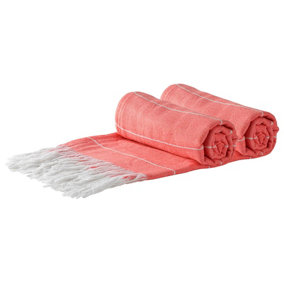 Nicola Spring - Turkish Cotton Bath Towels - 173 x 92cm - Cantaloupe - Pack of 2