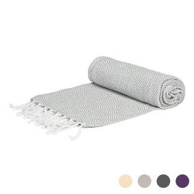 Nicola Spring - Turkish Cotton Chevron Bath Towel - 172 x 90cm - Light Grey