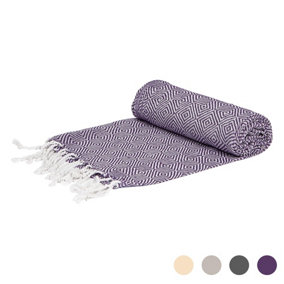 Nicola Spring - Turkish Cotton Chevron Bath Towel - 172 x 90cm - Violet