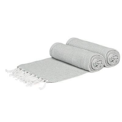 Nicola Spring Turkish Cotton Chevron Bath Towels 172 x 90cm Light Grey Pack of 2 DIY