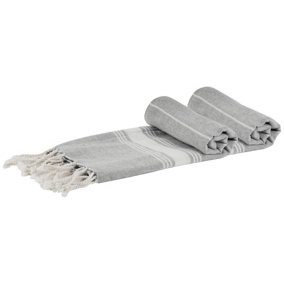 Nicola Spring - Turkish Cotton Hand Towels - 100 x 60cm - Grey - Pack of 2