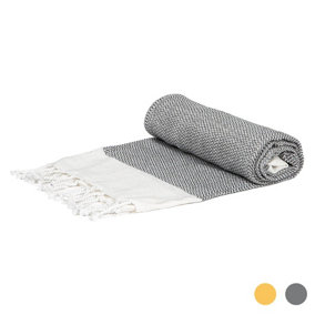 Nicola Spring - Turkish Cotton Zig Zag Bath Towel - 168 x 86cm - Grey