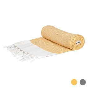 Nicola Spring - Turkish Cotton Zig Zag Bath Towel - 168 x 86cm - Yellow