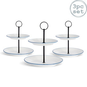 Nicola Spring - White Farmhouse Cake Stands - 21cm - Pack of 3