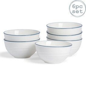 Nicola Spring - White Farmhouse Cereal Bowls - 15cm - Pack of 6