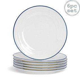 Nicola Spring - White Farmhouse Dinner Plates - 26cm - Pack of 6