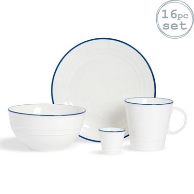 Nicola Spring - White Farmhouse Dinner Set - 16pc