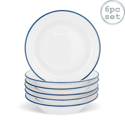 Nicola Spring - White Farmhouse Soup Plates - 22cm - Pack of 6