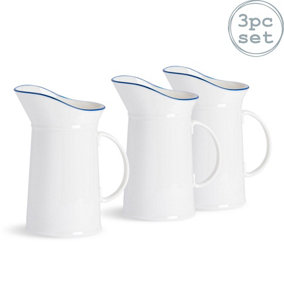Nicola Spring - White Farmhouse Water Jugs - 1 Litre - Pack of 3