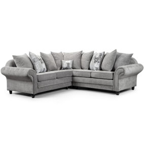 Nicole Corner Linen fabric 3+2 sofa set or corner - grey - silver - foam seats