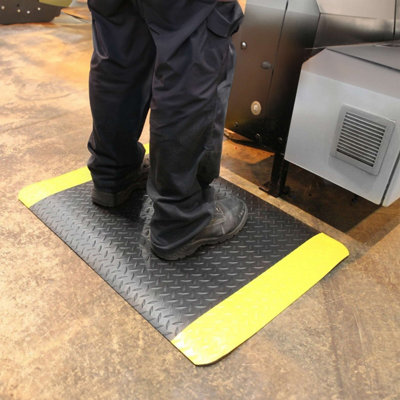 Nicoman 15mm Thick Tough Heavy Duty Anti-Fatigue Mat 150 x 90cm Black/Yellow