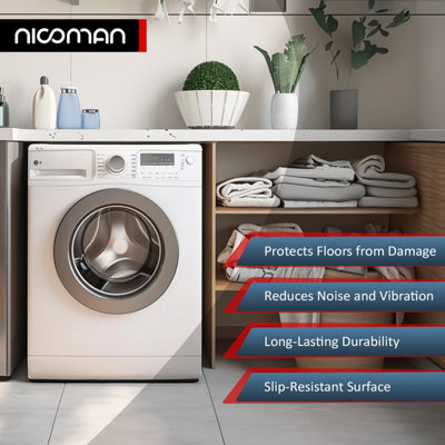 Nicoman 8mm Anti-Vibration Rubber Mat Noise Reducing for Garage Workshop Washing Machines Tumble Dryers 60cm x 60cm - 3