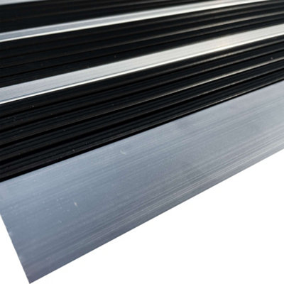 Nicoman Aluminium Barrier Dirt-Trapper Door Mat Metal Scrape Doormat Ribbed Rubber 60cm x 40cm