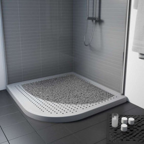 Nicoman Anti Slip PVC Loofah Corner Shower Mat  Anti Mould Washable Mat - Quadrant 53x53cm