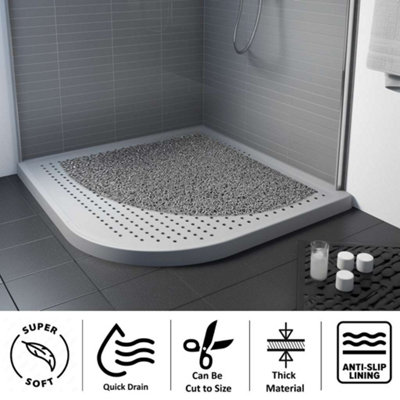 Nicoman Anti Slip PVC Loofah Corner Shower Mat Anti Mould Washable Mat Quadrant 60x60cm