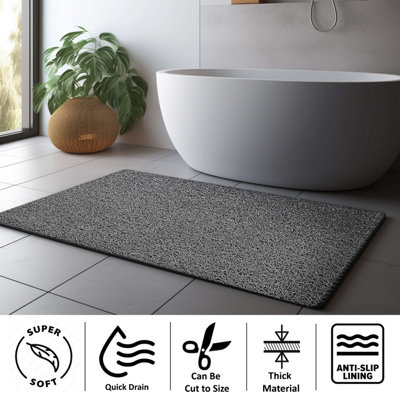 Nicoman Anti Slip PVC Loofah Shower Mat  Anti Mould Washable Bath Mat - Rectangular 100x40 cm