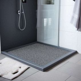 Nicoman Anti Slip PVC Loofah Shower Mat  Anti Mould Washable Bath Mat - Square 53x53cm