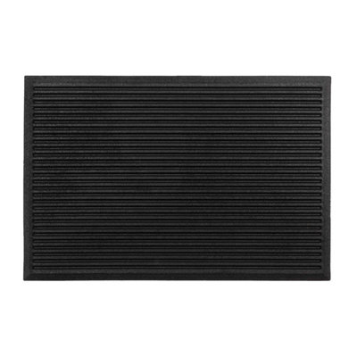 Nicoman Black Harmony Ribbed Rubber Heavy duty Door mat, 75cm x 45cm