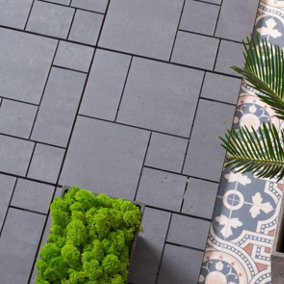 Nicoman Composite Interlocking Mosaic Decking Tiles Light Grey 30cm x 30cm - Pack of 10 Tiles