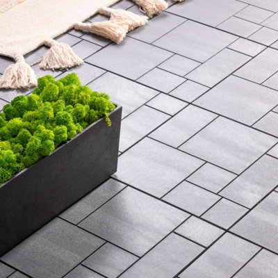 Nicoman Composite Interlocking Mosaic Decking Tiles Light Grey 30cm x 30cm - Pack of 10 Tiles - 7